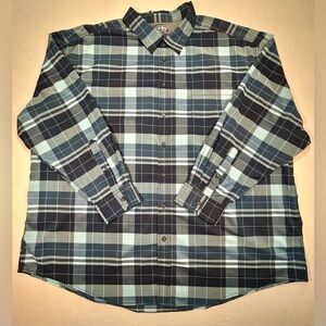 3X Pacific Outfitters blue gray buffalo plaid button down shirt. Mens.